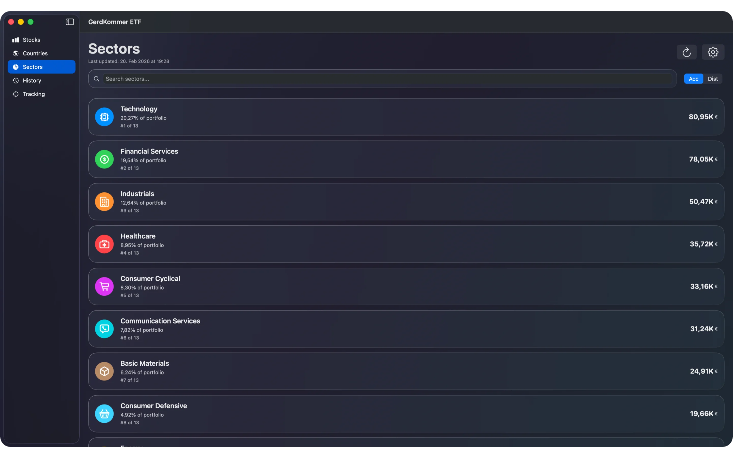 dTracker - Sector analysis on macOS