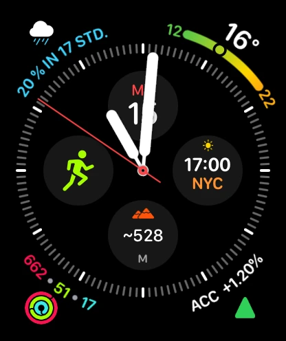 Apple Watch app showing the ETF’s daily change and portfolio value