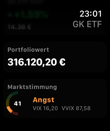 Apple Watch complication with live ETF performance